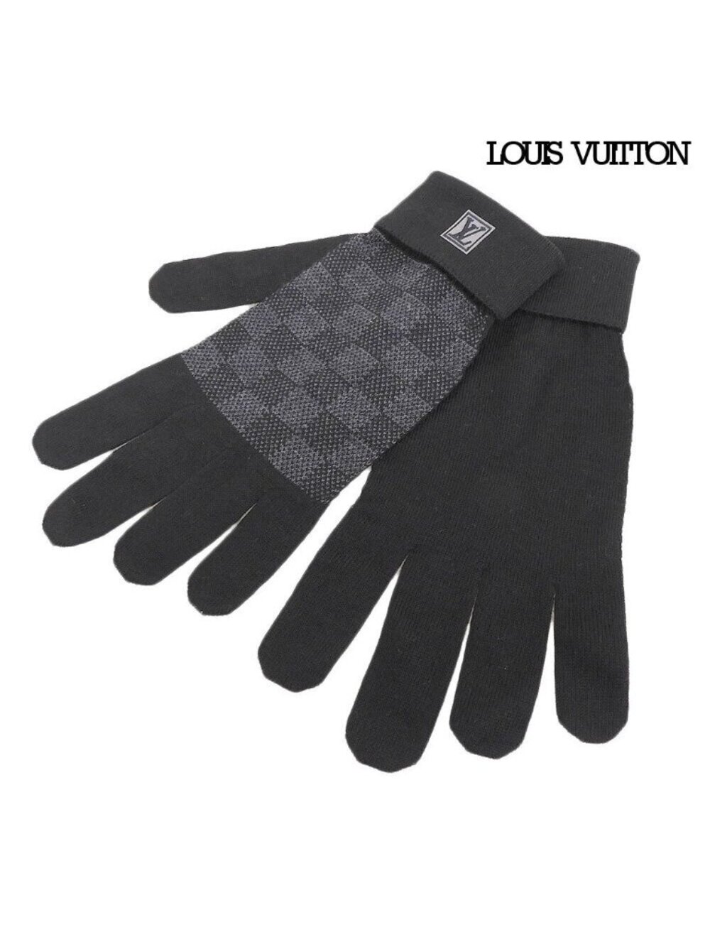 Louis Vuitton Gon Petit Damier Wool Gloves Black